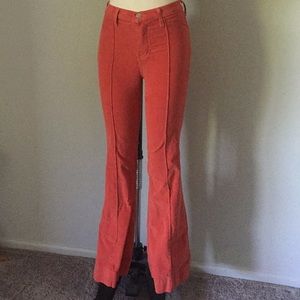 Orange corduroy flare pants